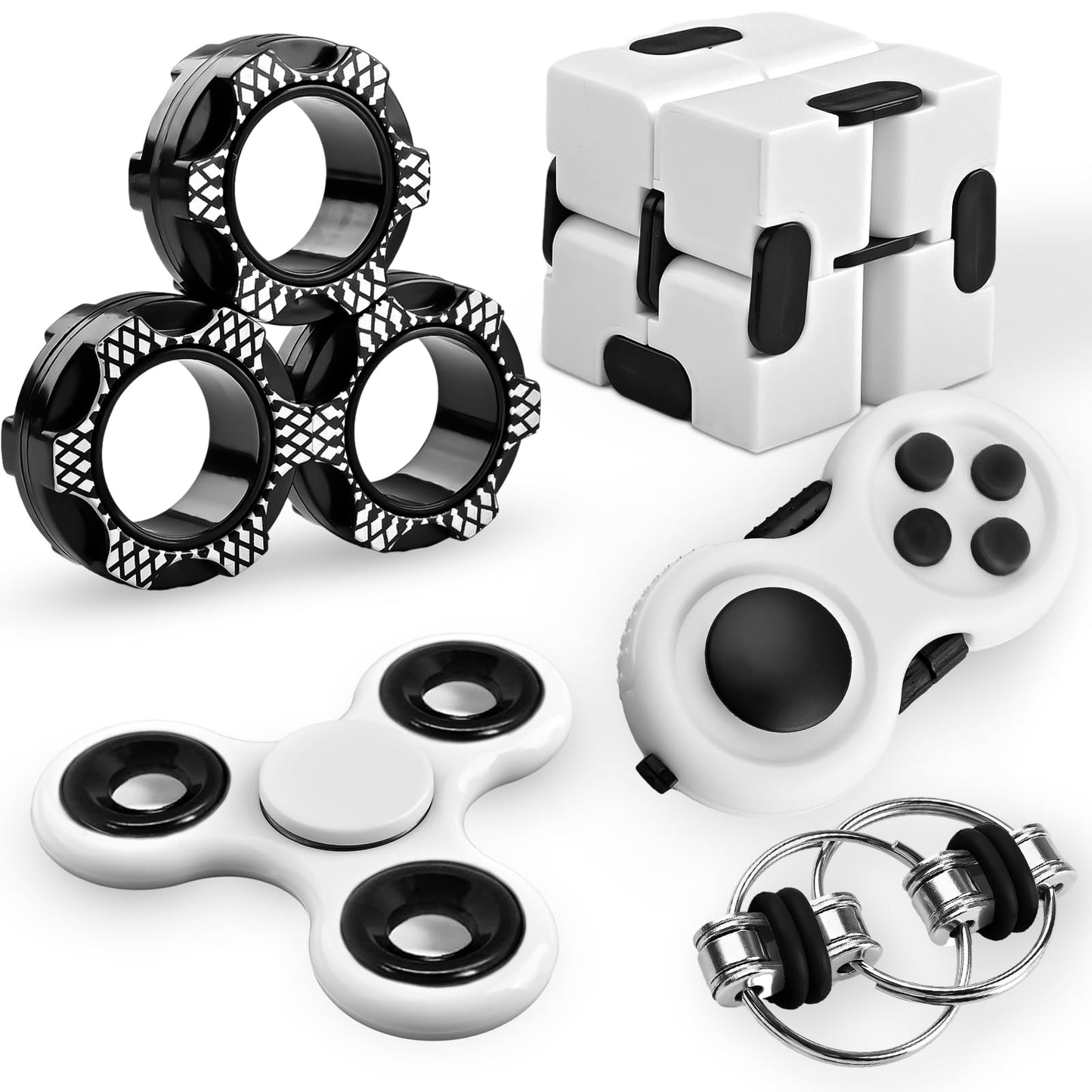 5PC Fidget Toys Adults Set Fidgets for Classroom Must Have Autism Sensory Pack Figette Cube ADHD Special Treasure Prize Tool Stress Relief Desk Cool Gadget for Kid Easter Basket Stuffers for Teen Boys