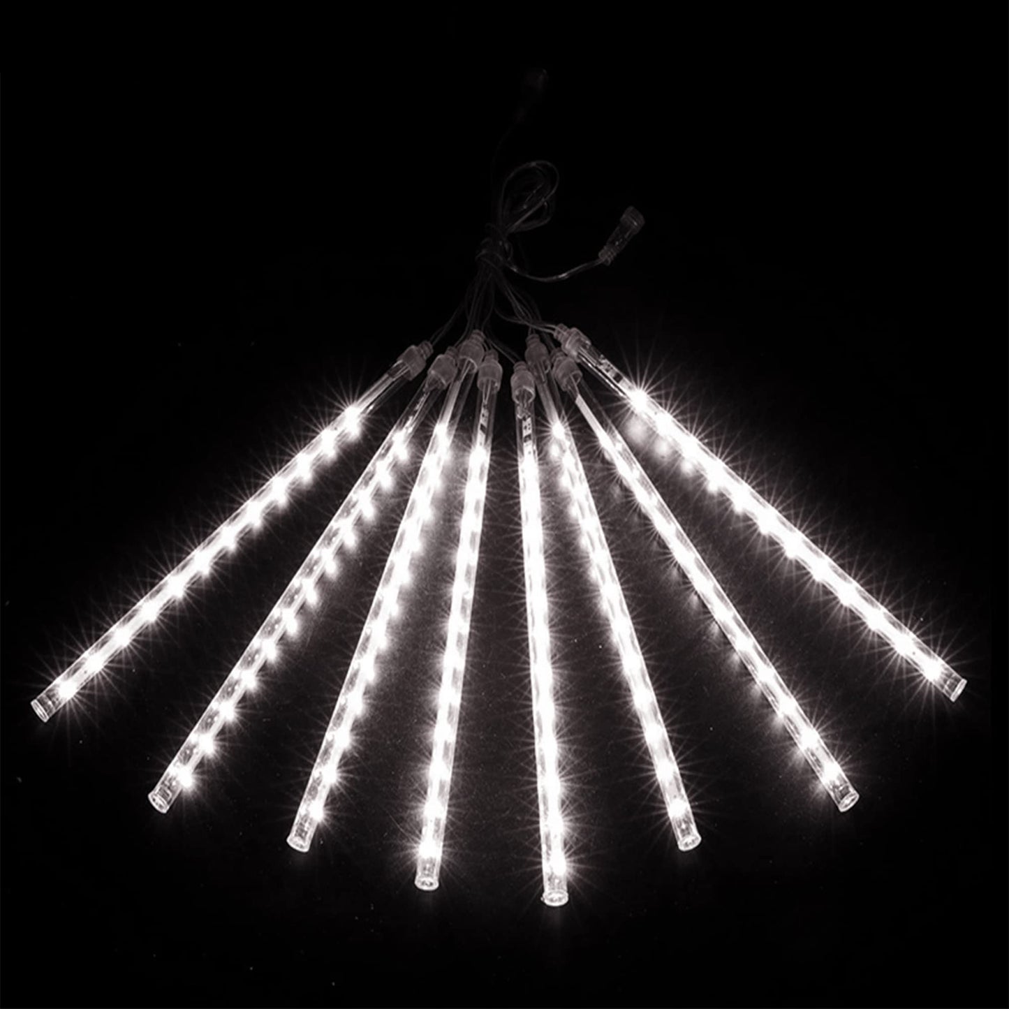LJLNION Meteor Shower Lights, 12 Inch Outdoor Icicle Christmas Lights, 8 Tubes 288 LED Iciclelights Snow Falling Light, Connectable Raindrop Light, Xmas Wedding Party Tree Holiday Decor, White
