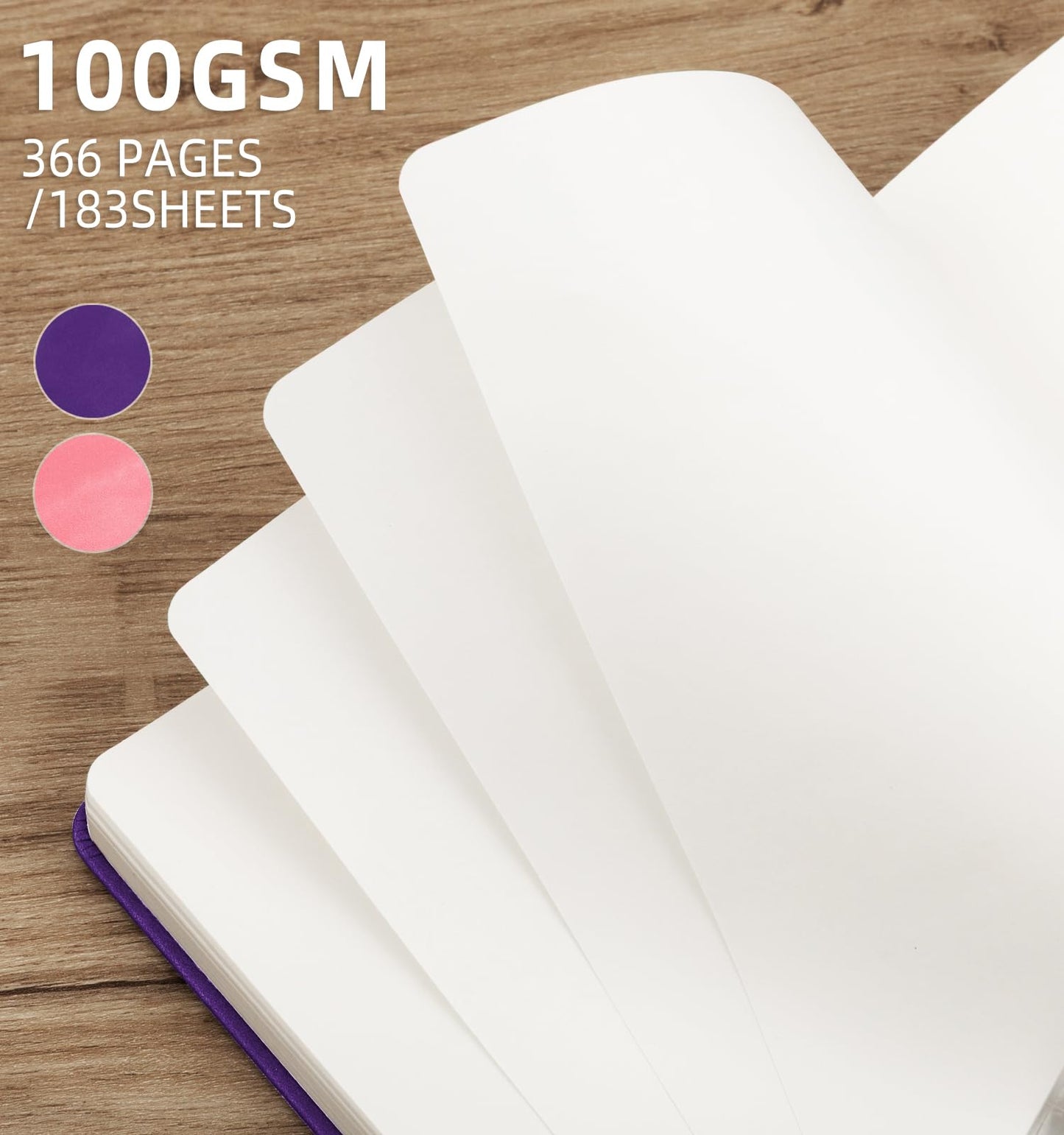 ALKALO Blank Journal Notebook 365 Pages, A5 Leather Sketch Book for Drawing Women & Men, Hardcover Notebook with 100GSM Thick Paper, Sketchbook for Travel, Work, School, Note Taking