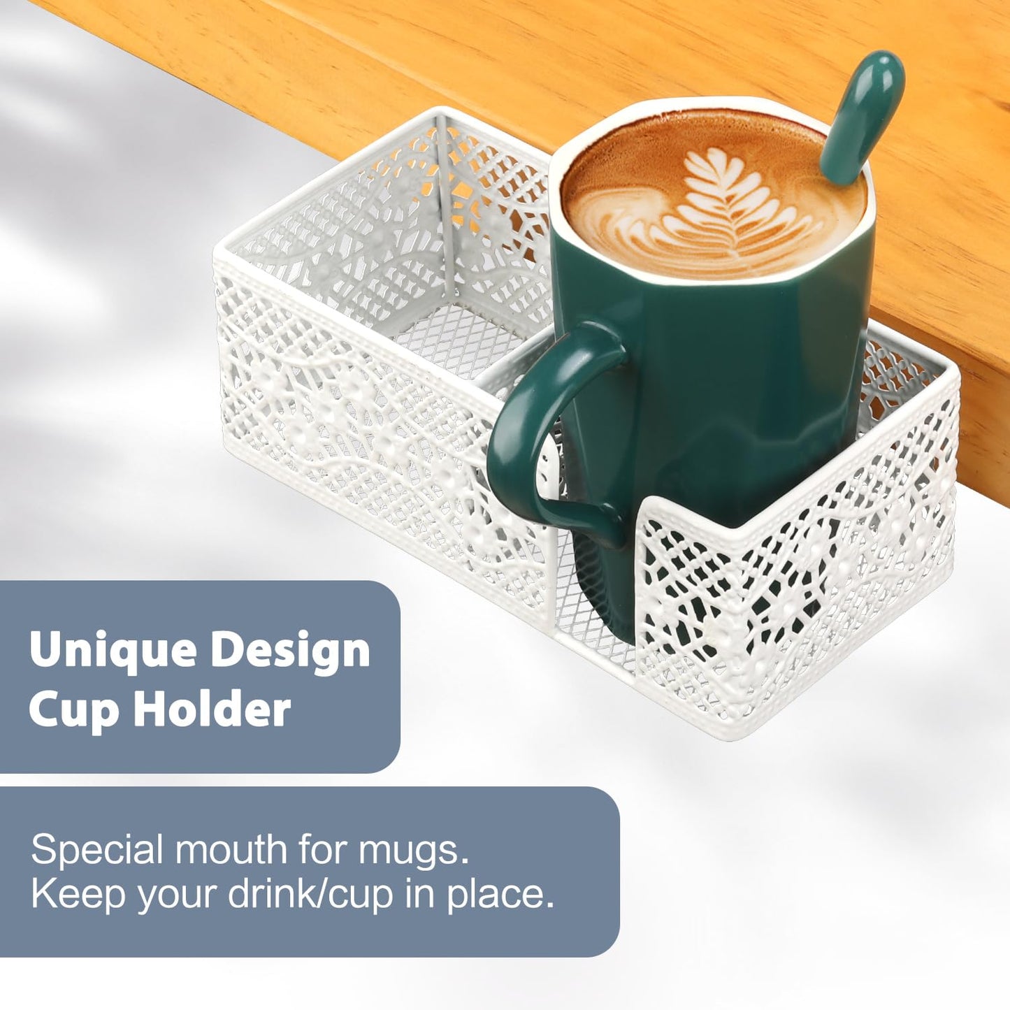 Aurynns Desk Organizer Clip on Desk Cup Holder Pencil Holder for Desk Storage Beverages Phone Holder Desk Organizer and Accessories Office School Home