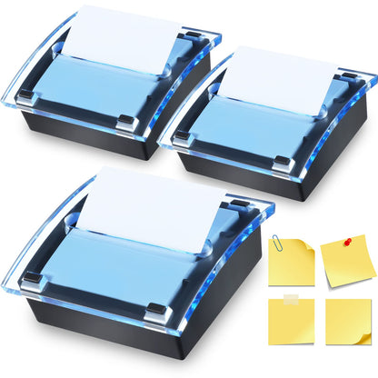 Epakh Pop up Notes Dispenser Black Base Clear Top Sticky Notes Holder Acrylic Small Sticky Holders Container for 3 x 3 Inch Office Home Store Accessories(3 Pieces)