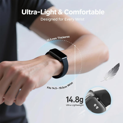 Motivaris Fitness Tracker for Men & Women with 1.47” HD Display, Heart Rate & SpO2 Tracking, Sleep & Activity Monitor, 100+ Sports Modes, 3ATM Waterproof Smart Band, Works with Android & iOS, Black
