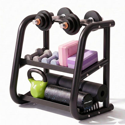 Home Gym Storage Rack, 3-Tier Heavy Duty Workout Equipment Organizer for Dumbbells, Kettlebells, Yoga Mats & Fitness Gear - Multi-Purpose Weight Rack for Garage and Home Gym Organization