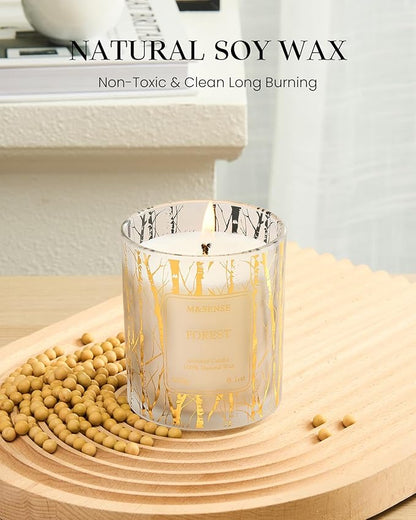 M&SENSE Forest Scented Vegan Soy Candles,8.1oz 42-Hour Slow Burning Time,No Toxin Naturally Scented Candles for Fall Winter Bathtub Aromatherapy Calming Home Fragrance, Thanksgiving Christmas Gifts