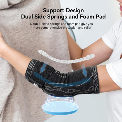 Elbow Compression Sleeve for Tendonitis , Bursitis Elbow Pad Brace – Elbow Brace with Side Springs & Foam Padding for Olecranon Joint Pain, Arthritis, Bursa Protection, Men & Women (Black, Large)