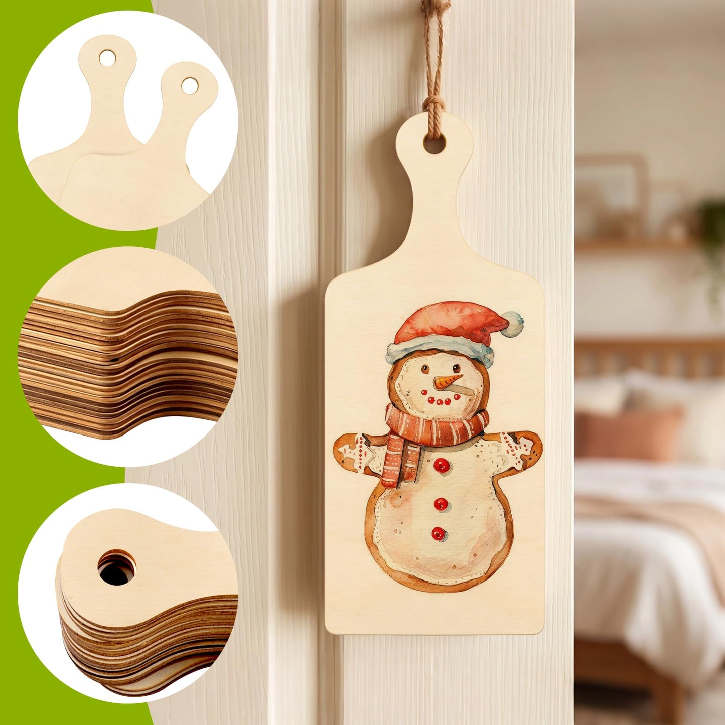 Oomcu Wooden Mini Cutting Board with Handle,Rectangle Unfinished Wood Craft Paddle Serving Tray Chopping Board Cutout for DIY Thanksgiving Christmas Home Kitchen Cooking Decor (9.4 x 3.5 Inch-24 Pcs)