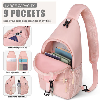 Crossbody Bags for Women Men Trendy Sling Bag Bakpack Casual Chest Bag with Convertible Shoulder Strap