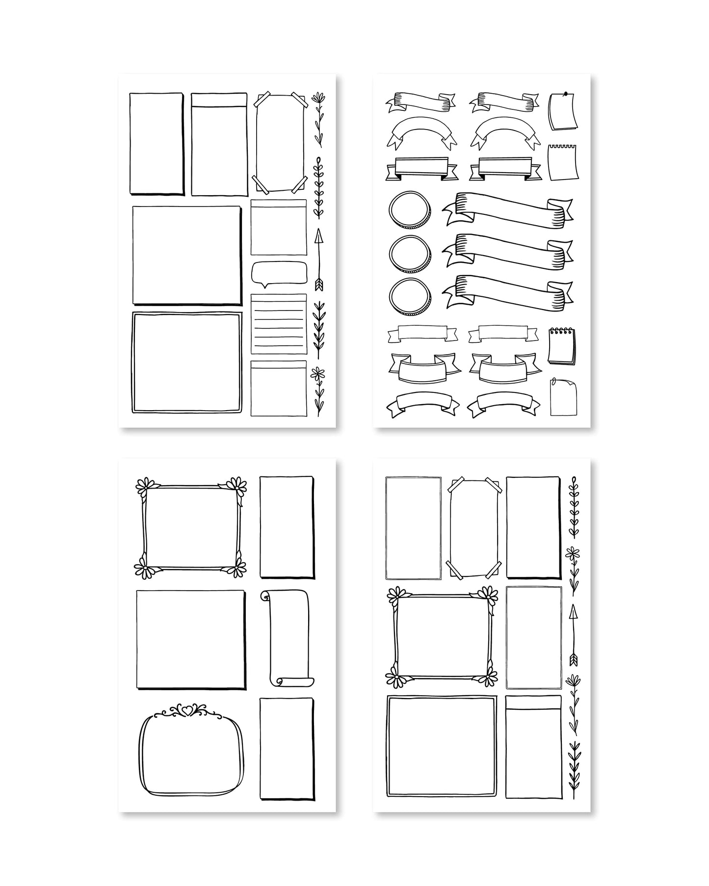 Rongrong Bullet Journal Sticker Book for Planners, Calendars, Journals and Projects – Premium Quality Hand Drawn Perfect for Adding Flair to Your Bullet Journal – Scrapbook Accessories – 24 Pages