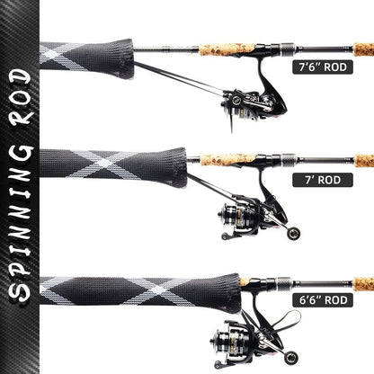 SF Standard Casting Fishing Rod Sock Fishing Rod Sleeve Rod Cover Braided Mesh Rod Protector Pole Gloves Fishing Tools White-Black-2PCS Fit Casting Rod 6-1/2FT to 7-1/2FT