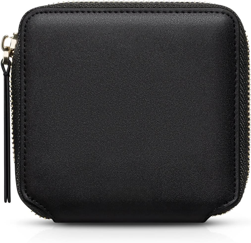 Plinvo Slim Genuine Leather Wallet for Women RFID Blocking Bifold Credit Card Holder with Zipper Pocket (Black)