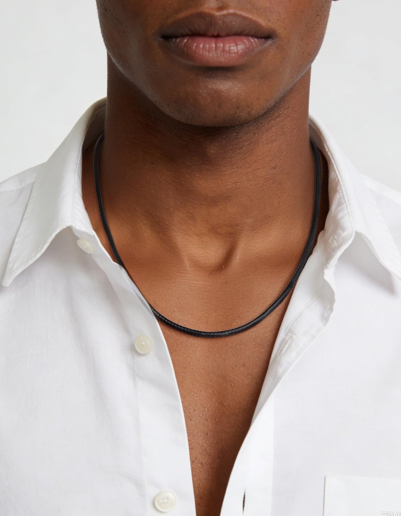 ChainsHouse Mens Leather Necklace, 20 Inches 3MM Black Rope Cord with Stainless Steel Clasp, Waterproof Braided Leather Chain for Pendant Gift Ready