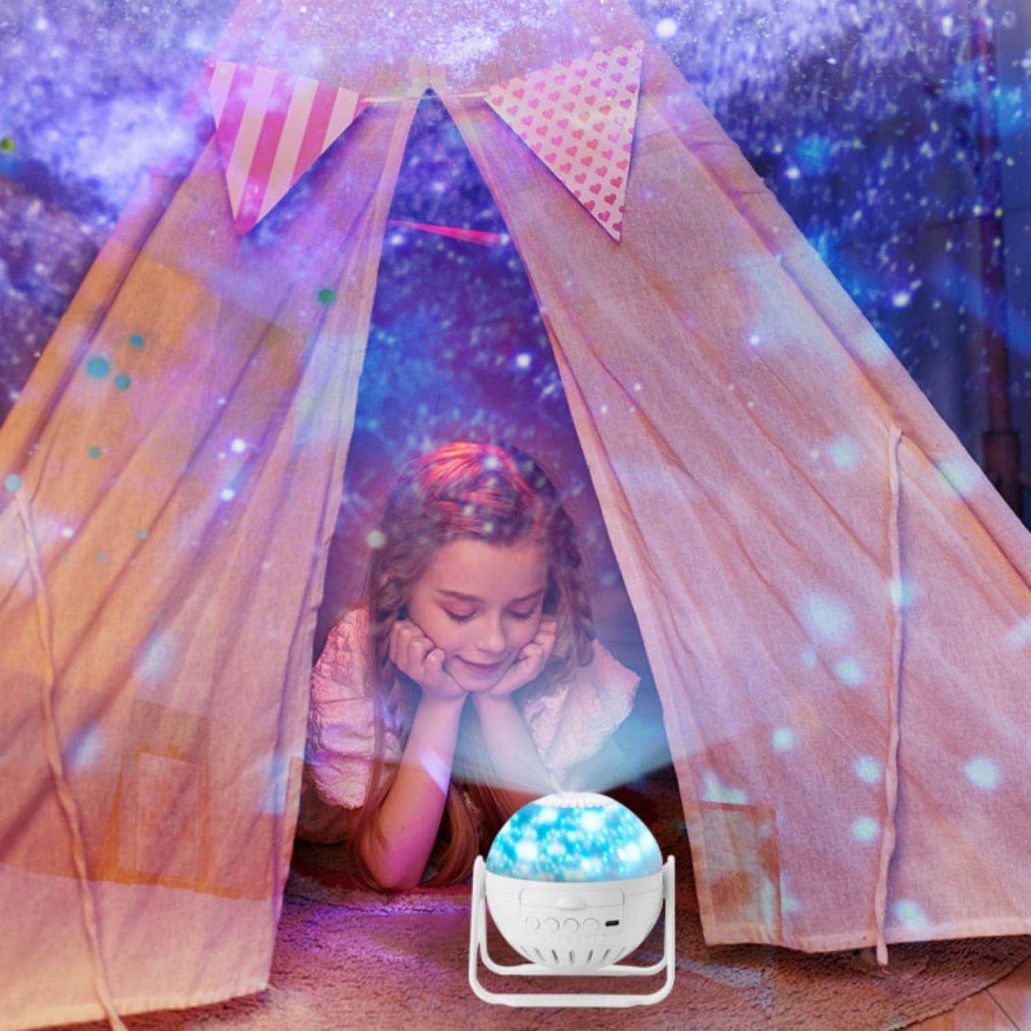 Star Projector, 7 in 1 Galaxy Projector, Night Light for Kids Bedroom, Ceiling, Projector with Bluetooth Speaker, Remote Control & White Noise, Timer 360° Rotating, Christmas, Room Decor (Bluetooth)