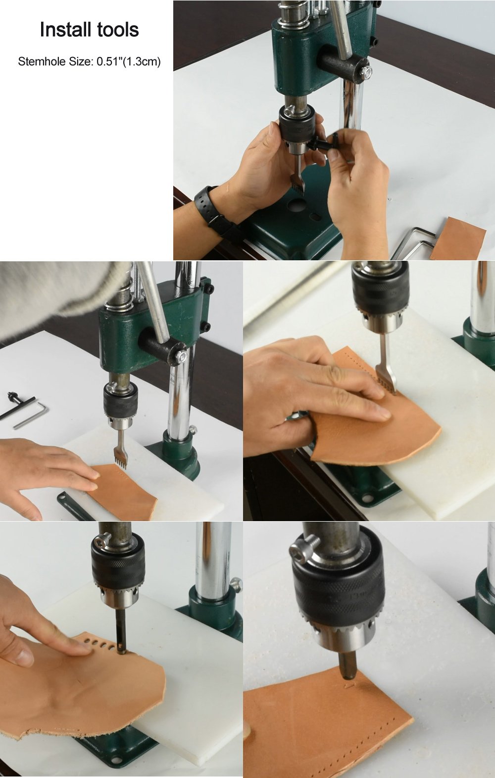 NW Manual Press Puncher Hand Punching Machine Manual Punch Punching Press Hand Machine Punch Tool Hole-Punch Machine (Round, with Clamping Chuck)