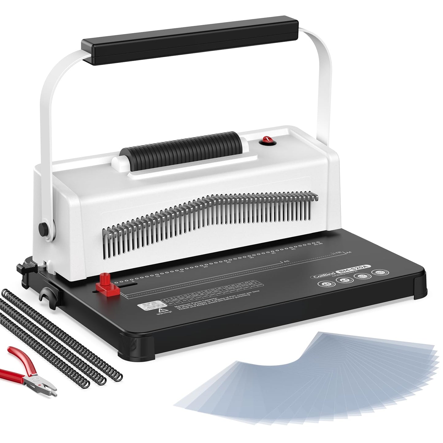 Spiral Coil Binding Machine: Homeschool Manual 46 Hole Puncher Spiral Binder with Electric Coil Inserter, Professional & Customizable Binding for Book Press, Paper, Binder Book, Notebook, White