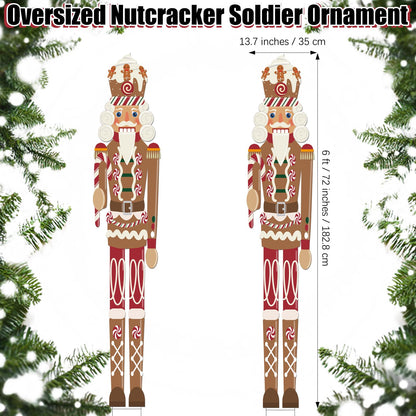GlikCeil 2Pcs 6ft Large Metal Gingerbread Christmas Nutcracker Outdoor Decoration Xmas Nutcracker Yard Signs Christmas Tall Metal Soldier Stakes Ornament for Holiday Garden Lawn Porch Pathway