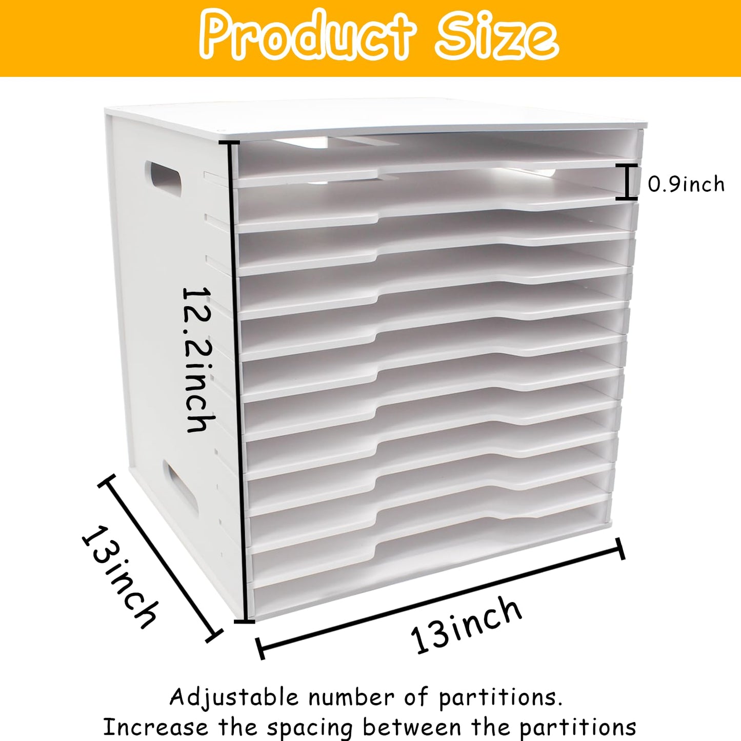 TUSAUW 12 Tier Scrapbook Paper Organizer - 13" x 13", Craft & Stamp Cardstock Storage Rack for Home Office & Classrooms (White)