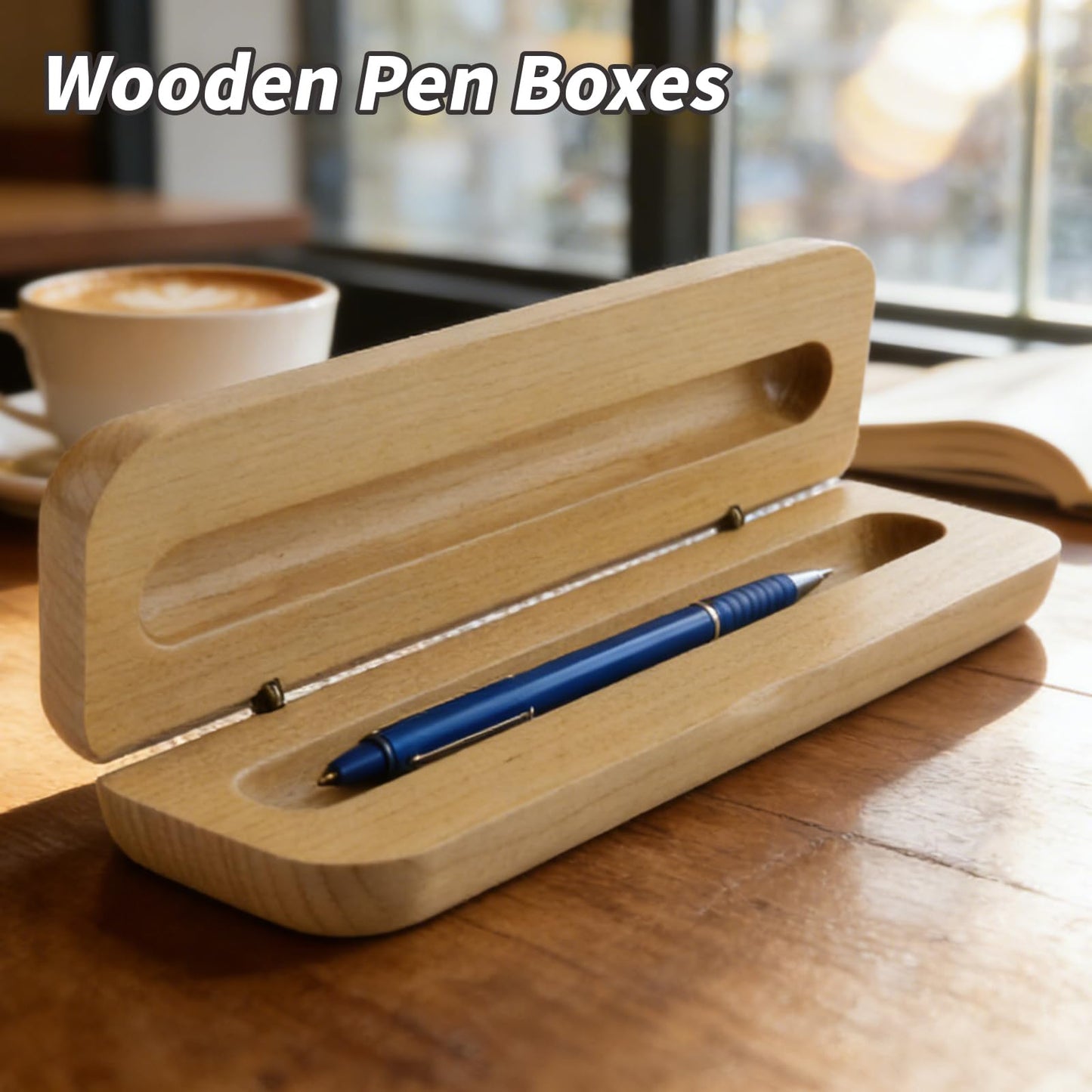 Pastlla 2 Pcs Wooden Pen Gift Boxes Empty Ballpoint Pen Gift Box Pencil Boxes Pencil Present Empty Case Collection Set for Business Birthday Office Supplies
