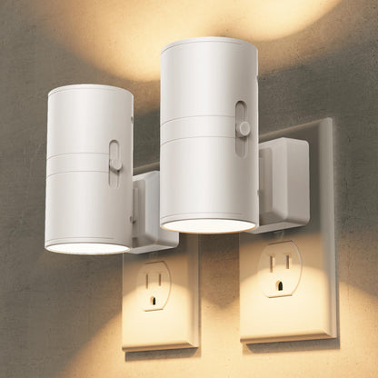 Briignite Night Lights Plug into Wall, Modern LED Night Light Plug in, Dusk to Dawn Sensor, Soft White 3000K, 0-100LM Adjustable Brightness, Dimmable NightLight for Hallway, Bedroom, Stairway, 2 Pack