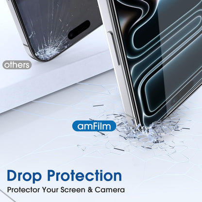 amFilm Easiest Installation OneTouch for iPhone 14 Pro [6.1 Inch] Screen Protector Tempered Glass, Auto-Alignment Tech, Bubble Free and Full Coverage Case Friendly, Anti-Scratch 2 Pack