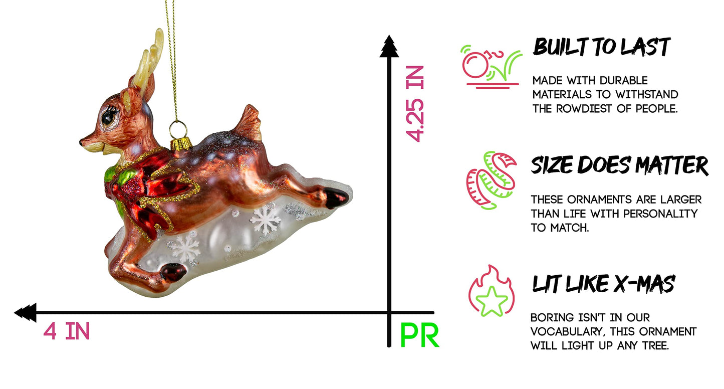 Party Rock | Reindeer Glass Ornament | X-Mas Collection