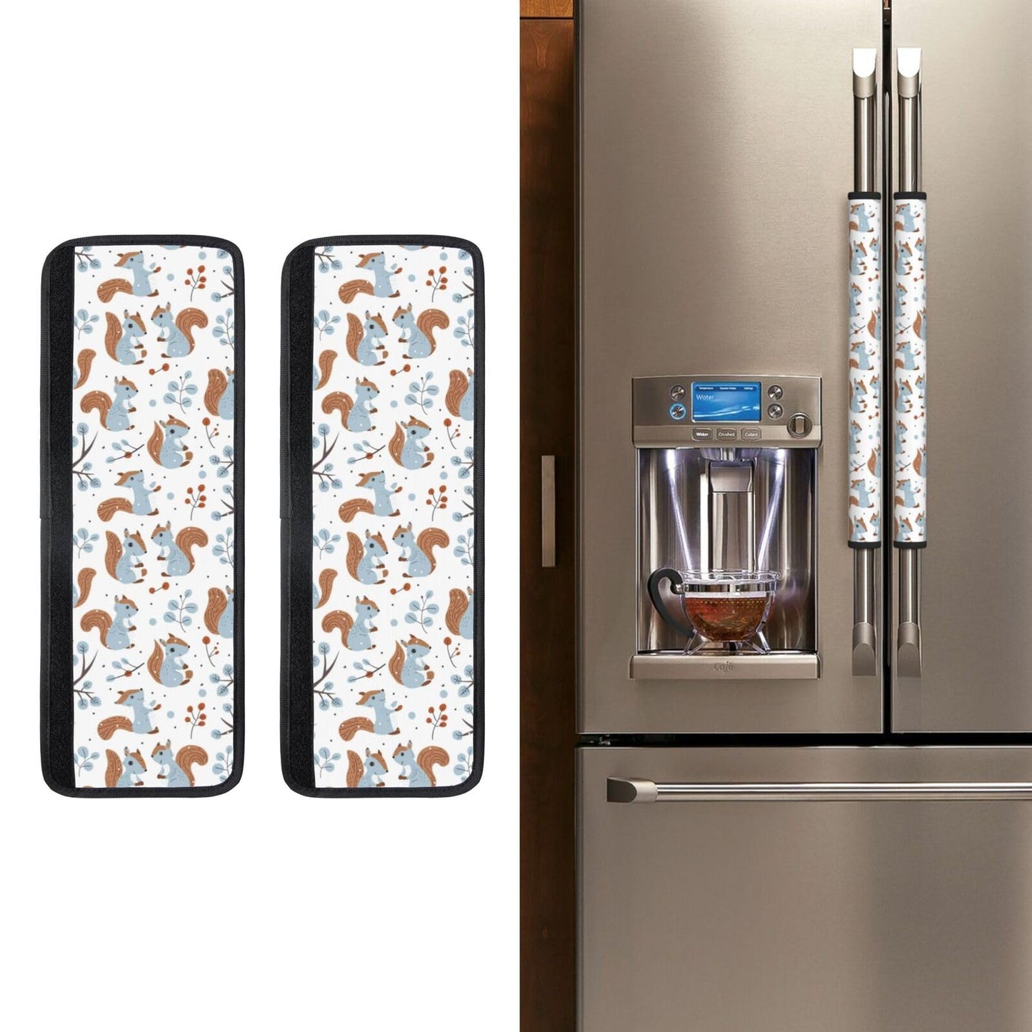 Buyidec Refrigerator Door Handle Covers Cute Squirrels Winter Snow Fridge Handle Cover Washable Dishwasher Microwave Fridge Oven Door Decor Handle Cover Keep Your Kitchen Appliances Clean