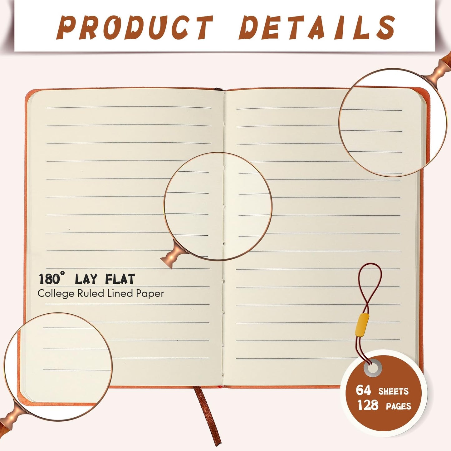 TaoBary A6 PU Leather Journals Notebook Bulk Colorful Tree Life Lined Journal Leather Cover Writing Notebook for Administrative Professionals Nurse Teacher Volunteer 128 Pages(Fresh Color,36 Pcs)