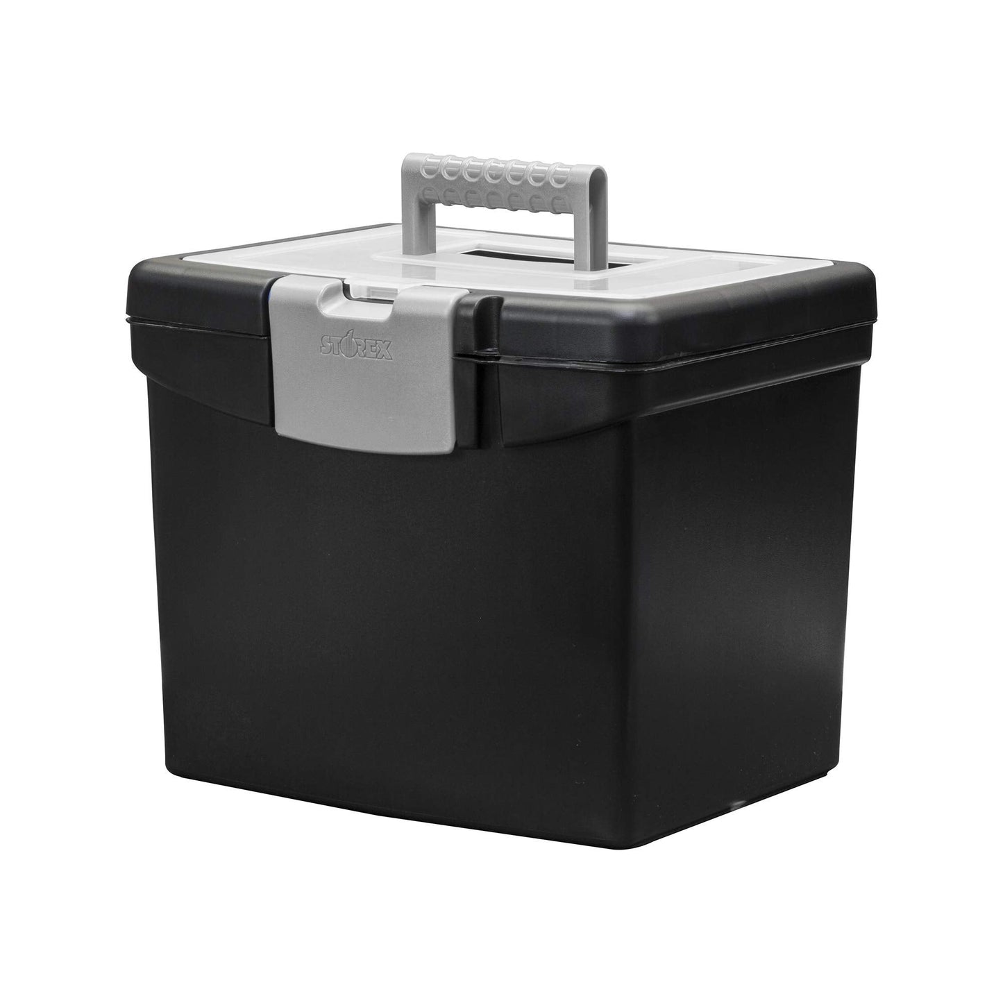 Storex File Storage Box Translucent Storage Lid, Black 1-Pack (61504F01C)