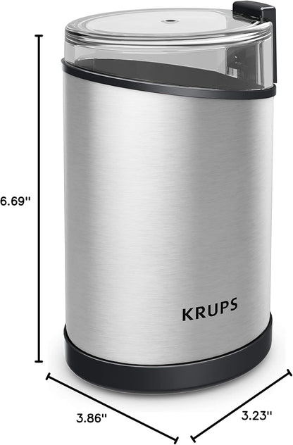 KRUPS Precision Electric Coffee Grinders, 3 oz Capacity, 200W Motor, Stainless Steel Blades for Uniform Grinding of Beans, Herb and Nuts, Coffee and Spice Grinder Electric, (Black)