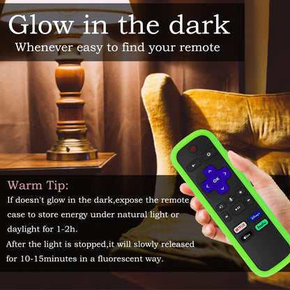Silicone Protective Controller Cover fits for Roku TV Voice Remote | Element Roku | Westinghouse Roku TV Controller Cover,Glow in The Dark