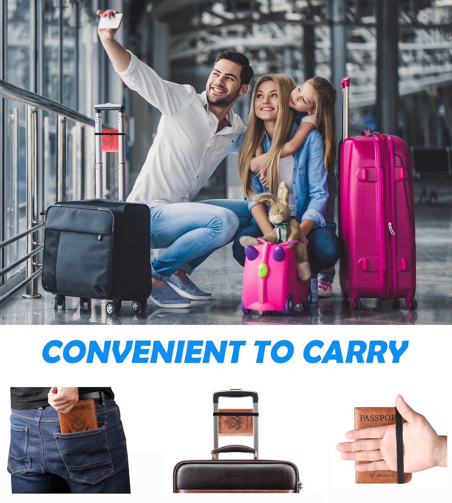Passport Holder Cover Wallet Travel Essentials Leather Rfid Blocking Case Vacation Luggage Must Haves Travel Accessories for Men Women (116#Blue)