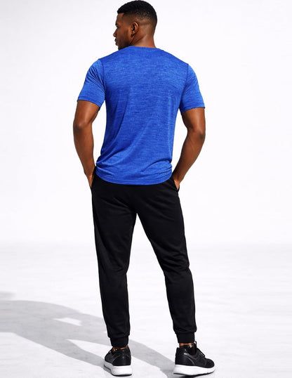 5 Pack Men’s Active Quick Dry Crew Neck T Shirts | Athletic Running Gym Workout Short Sleeve Tee Tops Bulk (Set 9, 5X-Large)
