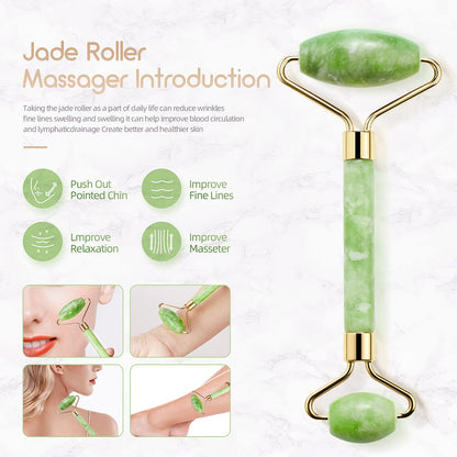 AECW Natural Jade Roller for Face Eyes Tool Jade Facial Roller Noiseless Facial Massage Roller