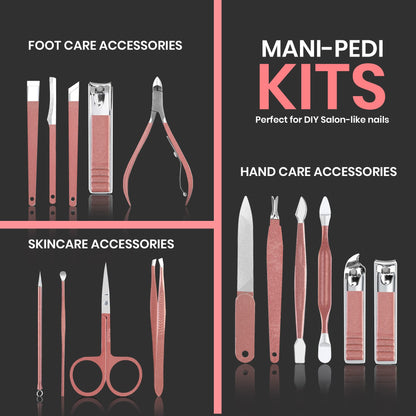 Utopia Care Nail Clippers Professional Nail Kit or Manicure Kit for Women and Men, Stocking Stuffers or Groomsmen Gifts 16Pcs Pedicure Set for Fingernail, Toenail Clippers with Travel Case