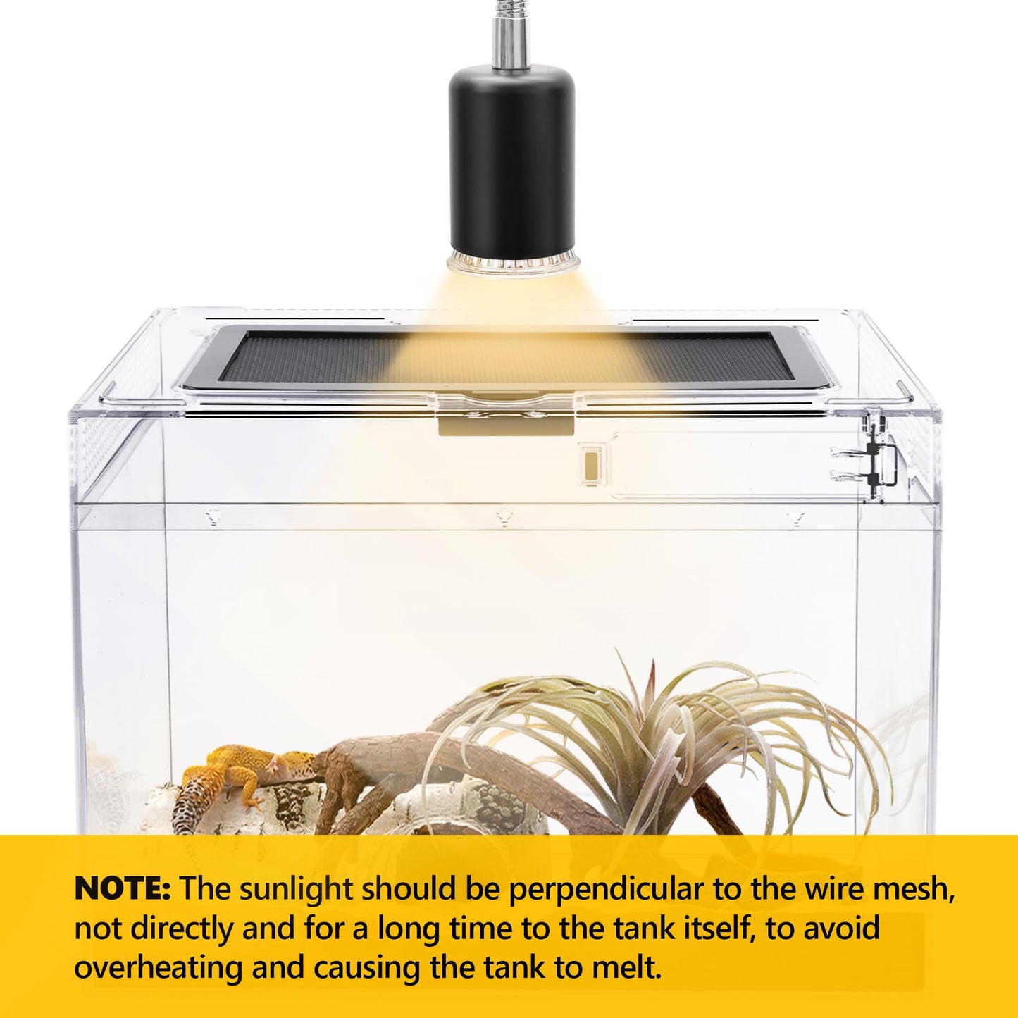 HELIME Reptile Polycarbonate Terrarium Kit 7 Piece Starter Habitat for Tarantula,Lizards,Frogs,Geckos,or Hermit Crabs,Tank with Escape-Proof Locking Lid,Light,Hygrometer,Hide,Tweezer,Bowl,Sprayer
