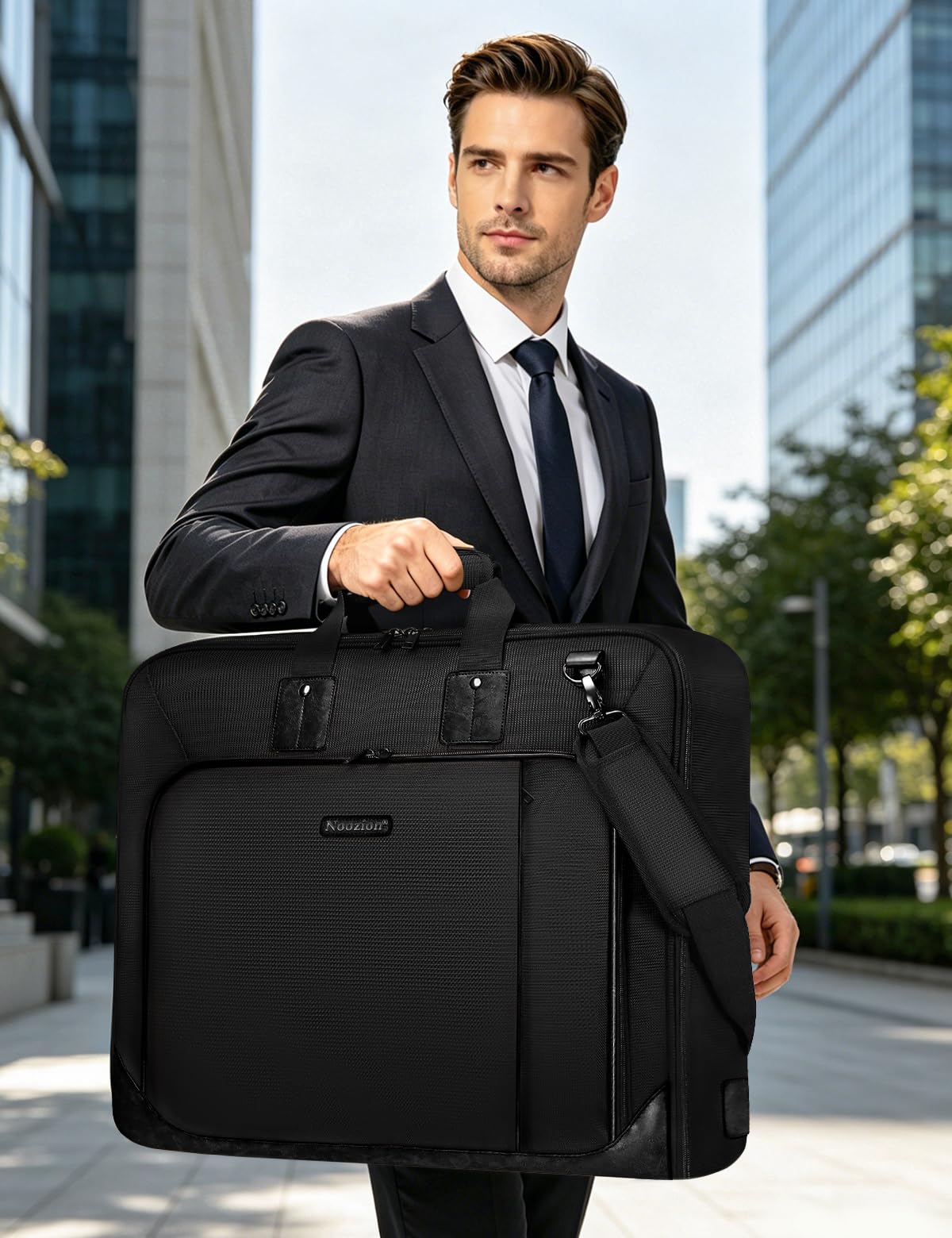 Noozion Garment Bag for Travel, Large Carry On Suit Bag for Business Up to 3 Suits, Wrinkle Free Garment Bag for Hanging Clothes with Shoulder Strap, Laptop Compartment, and Wet-Dry Pocket