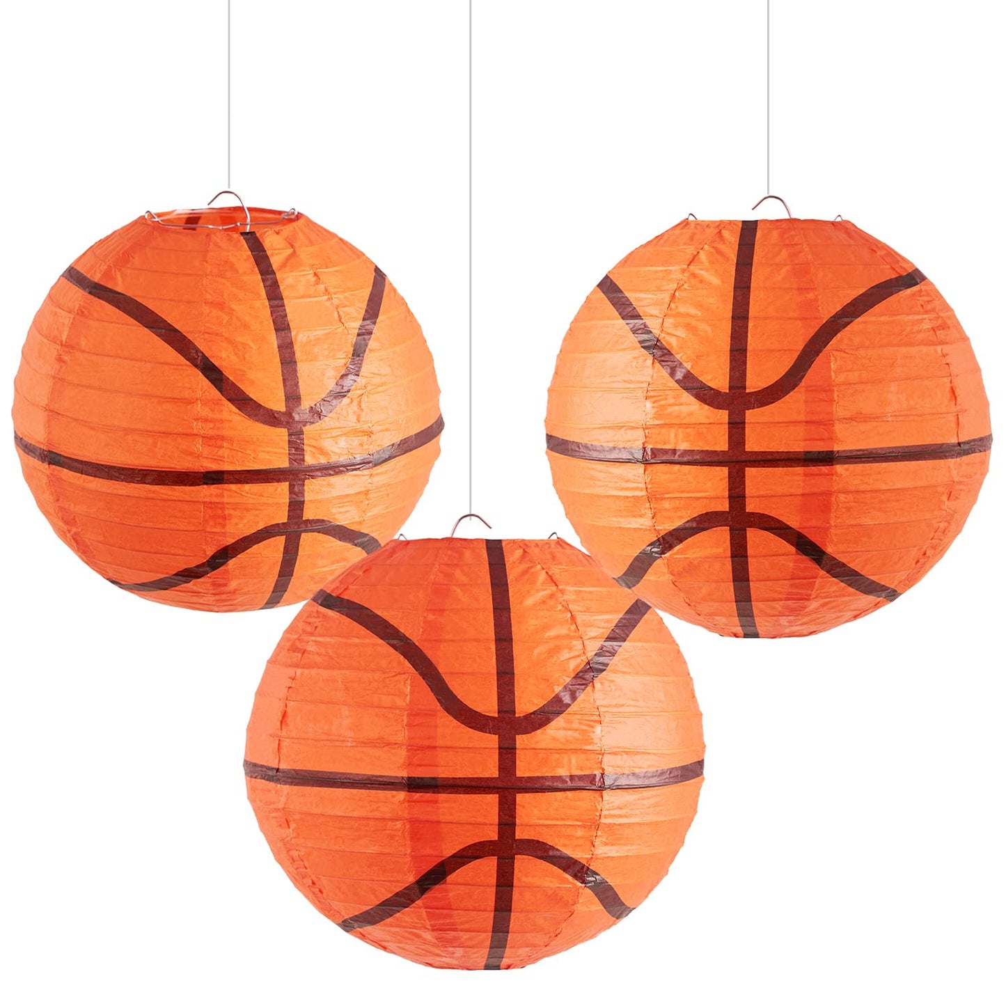 Basketball Decorations Paper Lanterns,Basketball Birthday Party Decor, Basketballs Centerpieces for Table, 3 PCS 8''