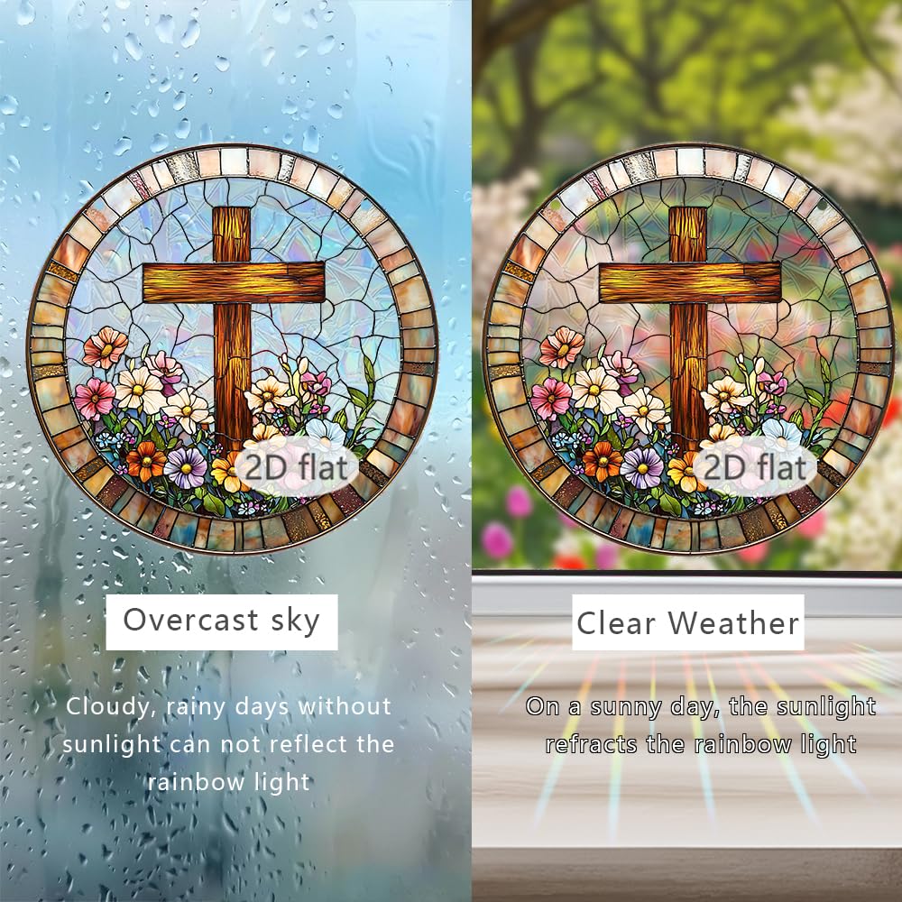 zhuoyaju Acrylic Suncatcher Window Hanging, Cross Sun Catcher Rainbow Indoor Window Decoration for Living Room Bedroom, Summer Home Balcony Ornaments Deco, 7.87 x 7.87 inches