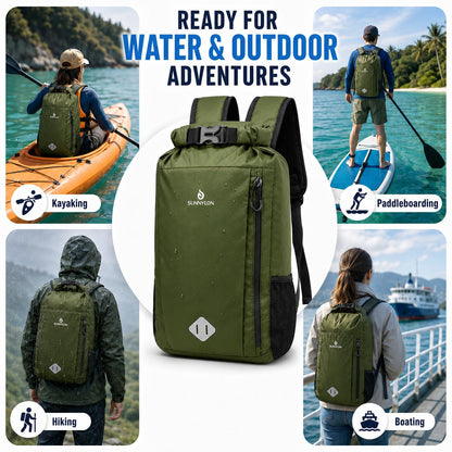 Sunnylon Dry Bag Backpack, 20L Dry Bags Waterproof with Waist Pouch and Phone Case,Roll top Dry bag for kayaking,Marine dry bag for Kayaking,Beach, Rafting, Boating, Hiking, Camping and Fishing