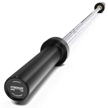 Synergee 15lb Technique Barbell Silver Aluminum Bar for Form & Technique Training for Power & Olympic Lifting.