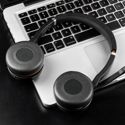 SOULWIT Earpads Replacement for Jabra Evolve 75(75UC 75MS 75SE) Stereo Wireless Bluetooth Headset, Ear Pads Cushions with Soft Protein Leather, High-Density Noise Isolation Foam - Black