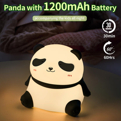 Panda Night Ligt, Night Light for Kids, LED Cute Toddler Night Light for Kids Room, 3 Level Dimmable Nursery Nightlights for Breastfeeding, Silicone Animal Night Lamp for Bedroom, Kawaii Room Decor