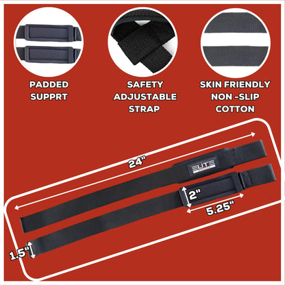 Elite Athletics - Ankle Straps for Cable Machine & Wrist Lifting Straps Set for Weightlifting, Cable Kickbacks, Glute Workouts, Deadlifts & Strength Training – Adjustable 8MM Padded Neoprene Gym Straps for Men & Women