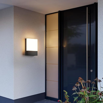 2-Pack Modern Outdoor LED Wall Light,24W 3000K Wall Porch&Patio Light,IP65 Led Exterior Wall Lights Fixtures,Low Profile Wall Sconce for House Yard Garage Walkway Garden(Black)