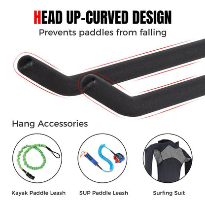LINGVUM Paddle Storage Wall Rack with Non-scratch Cover, Metal Paddle Holder for Kayak, Paddle Board and Canoe Paddles