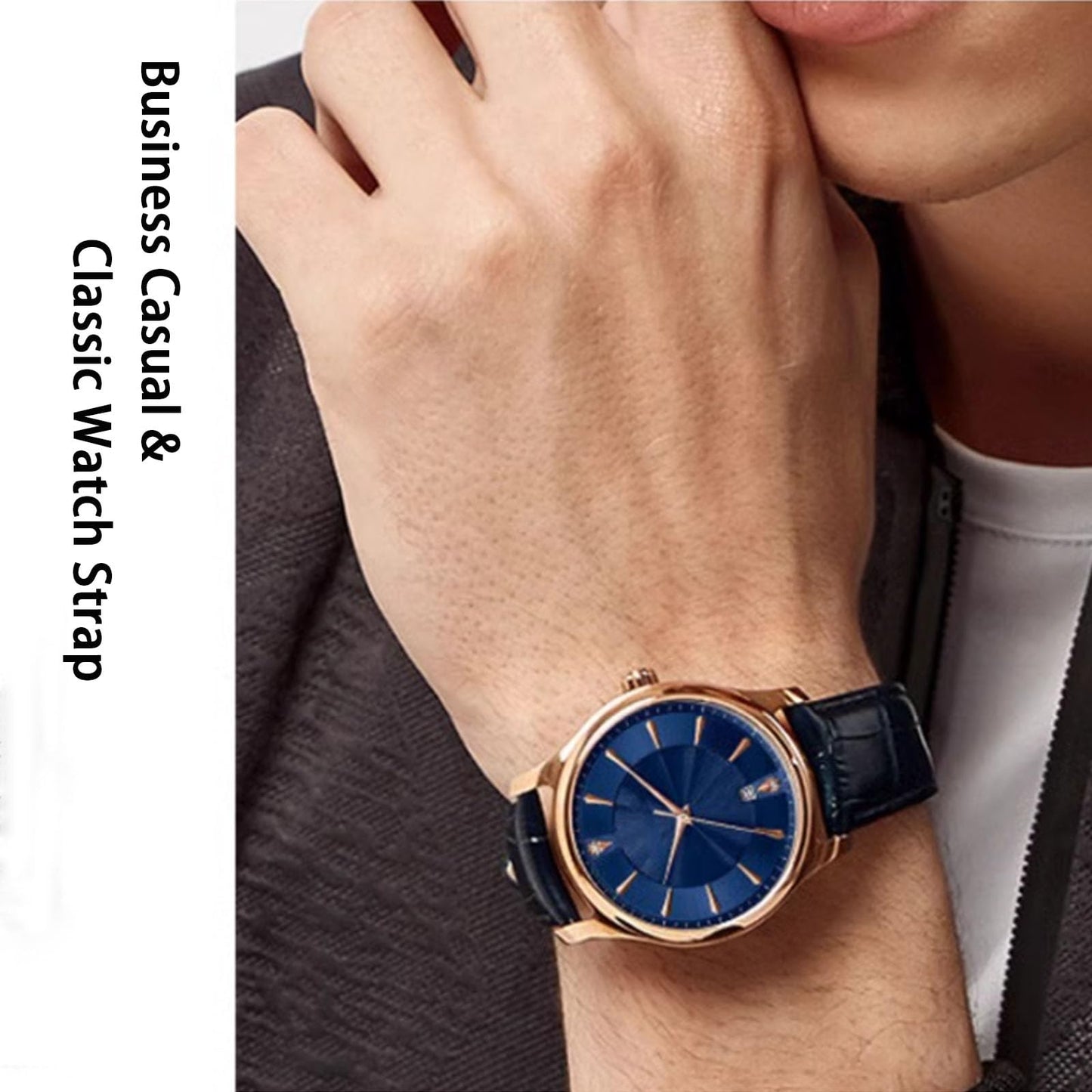 Nizonlaie Watch Bands Quick Release Genuine Leather Strap Alligator Grain Calfskin Watch Business Casual Universal Straps Wides 12mm 14mm 15mm 16mm 17mm 18mm 19mm 20mm 21mm 22mm 24mm for Men Women