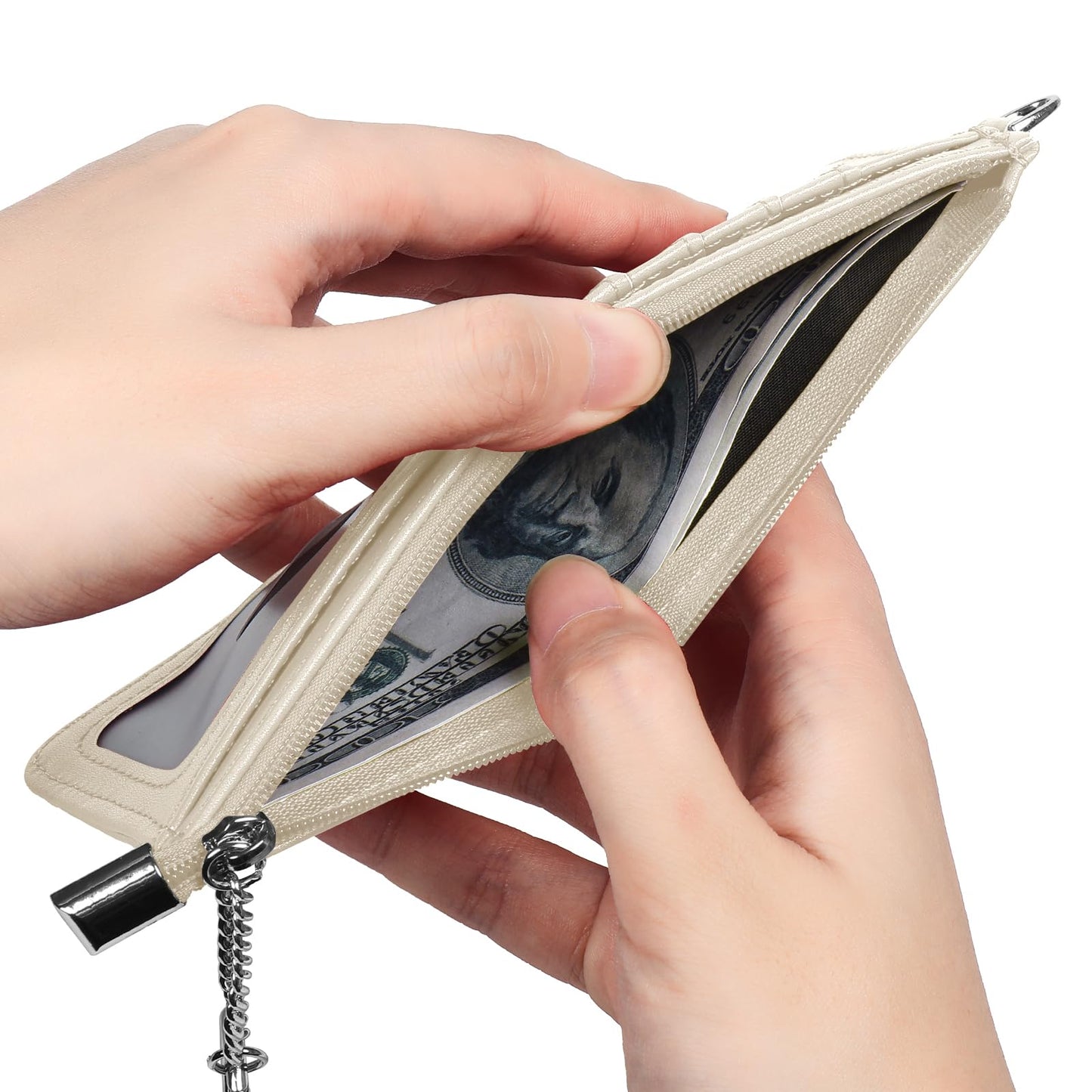 EcoVision RFID Blocking Slim Credit Card Holder Wallet with Zipper Money Pocket & Keychain, Slim Airtag Wallet for Men Women