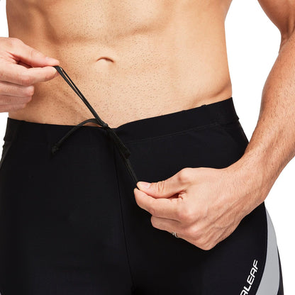 baleaf Men's Spandex Swim Shorts Athletic Competitive Swimwear Lap Swimming Suits Gray/White L