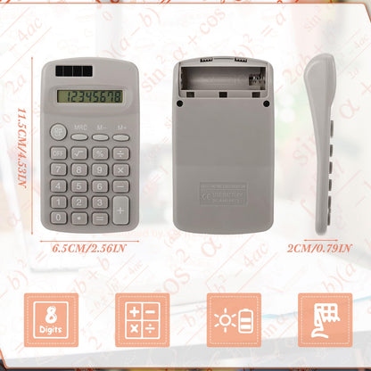 Tellegloww 12 Pcs Pocket Size Solar Calculators Bulk for Classroom Mini Basic Calculator Solar Battery Dual Power 8 Digit Display for Kids Student School Office Accounting Tool