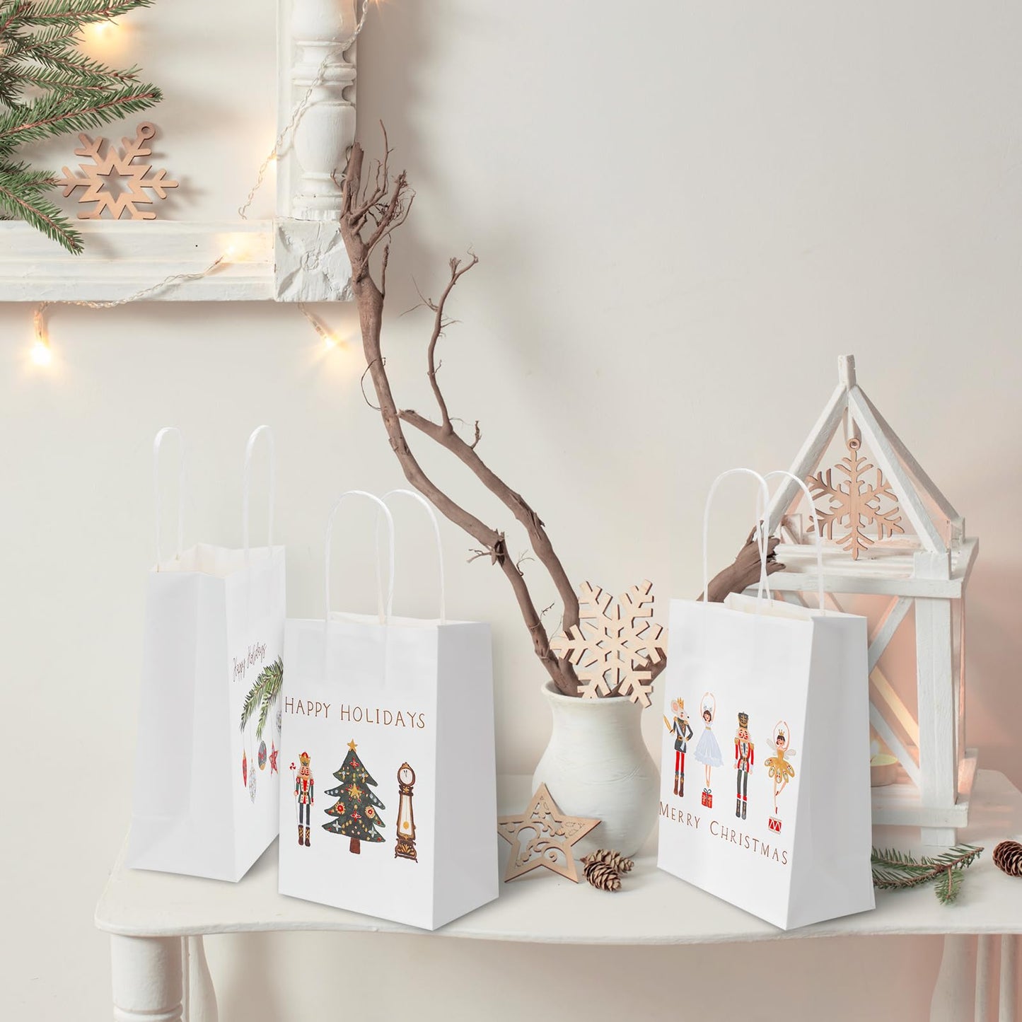 AnyDesign 18Pcs Nutcracker Gift Bags with Handle Watercolor Nutcracker Paper Bag Christmas Paper Gift Bags Xmas Treat Candy Goodie Bag for Xmas Party Favor Wedding Birthday, 5.9 x 8.3 x 3.1 Inch