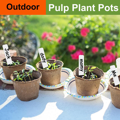130 Pack Organic Peat Pots, 4 Inch Plant Starter Round Nursery Pot with Drainage Holes, Seedling Nursery Box, Seed Starting Tray, Bulk Garden Germination Paper Pulp Container with 130 Plant Labels